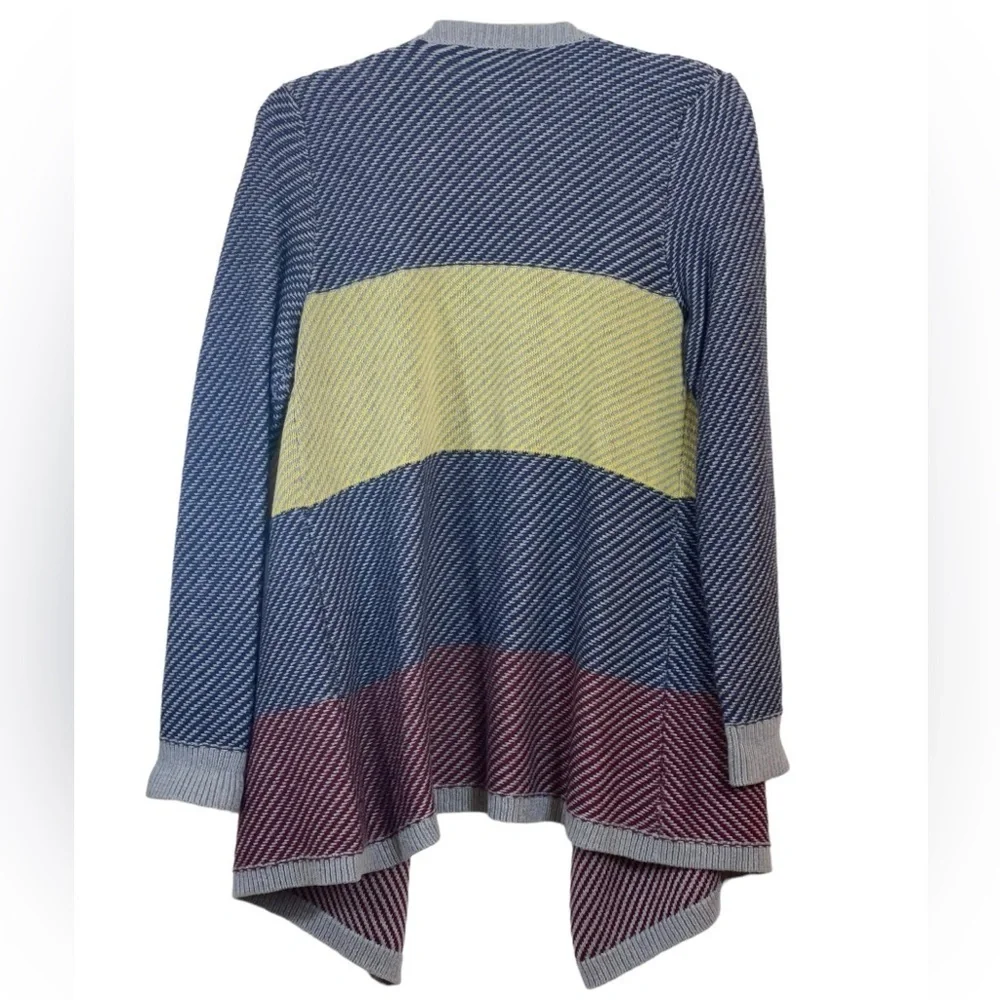 Cabi chunky knit blanket open waterfall cardigan. Size large GUC color block - Picture 2 of 7